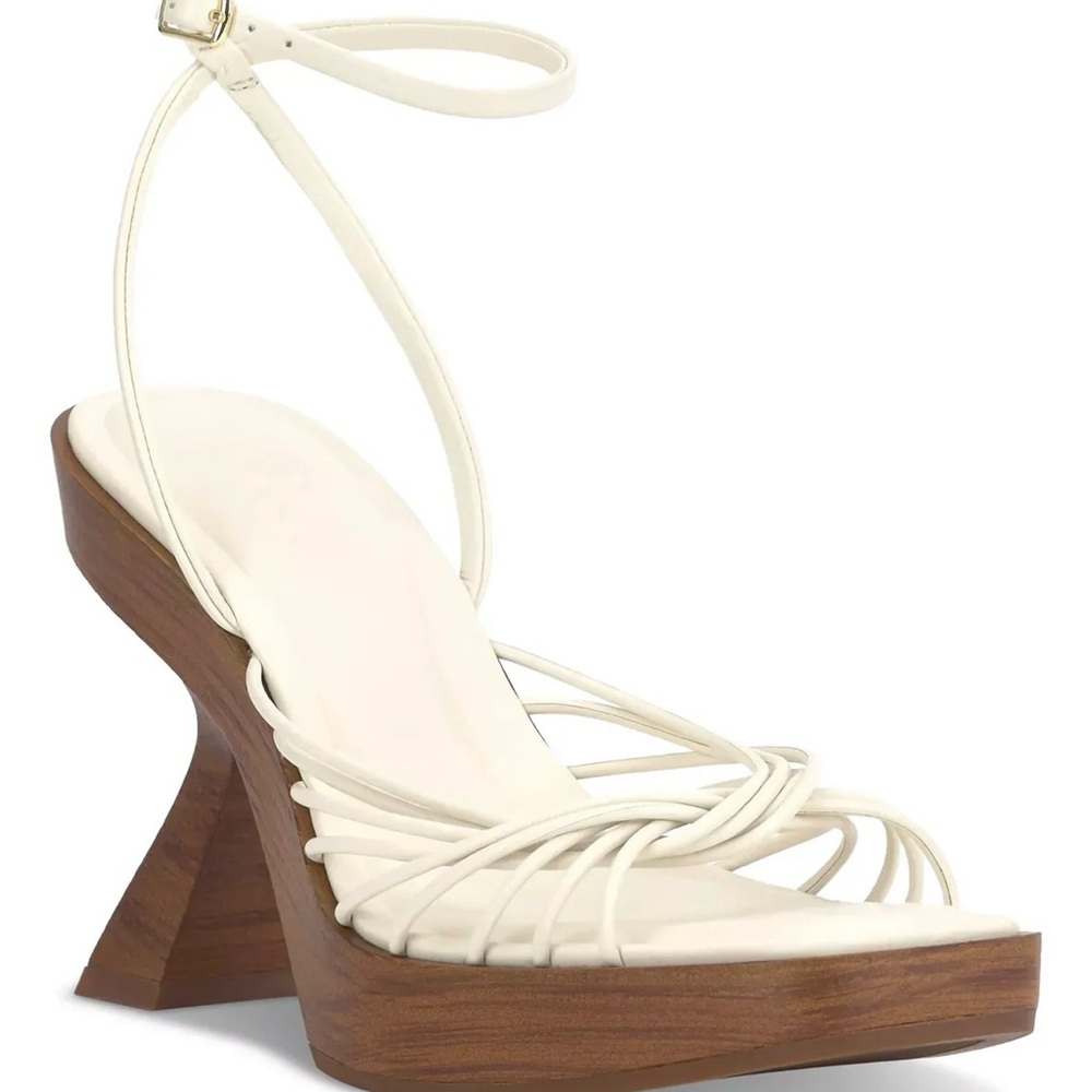 Women’s White Strappy Ankle-Wrap Platform Sandal